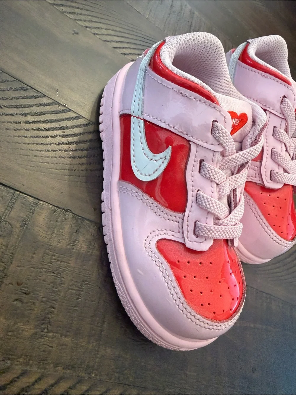 Nike Kids Pink and Red Nike Dunk Low